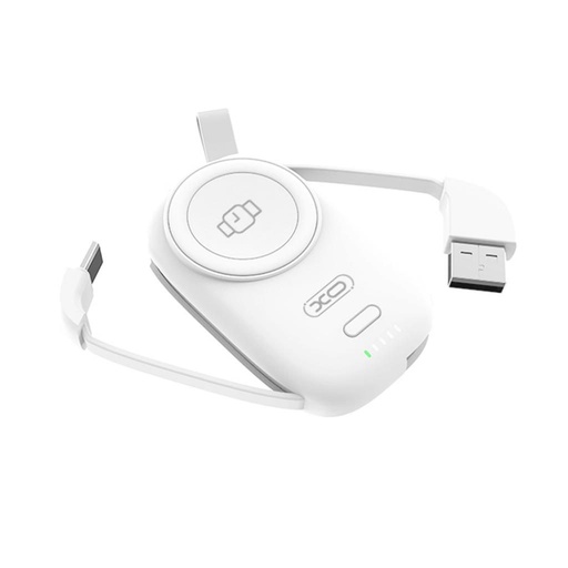 XO PR225 power bank 1200 mAh (Bílá) – iWatch nabíječka, dvojitý bemenetes kabel