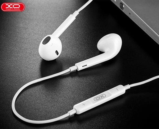 XO S31 drátový jack 3,5mm stereo sluchátka (Bílá) – s ovládacím tlačítkem