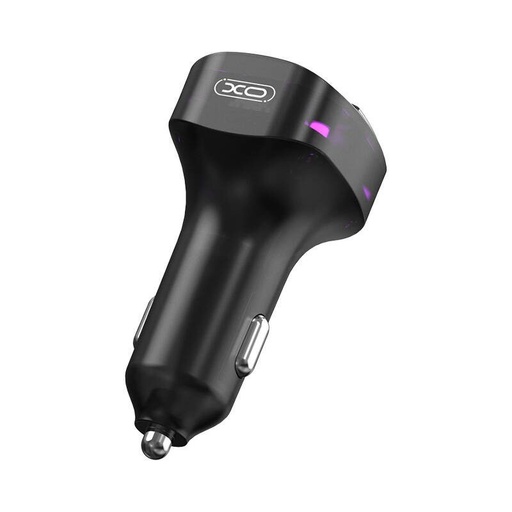 XO BCC12 autní nabíječka a FM transmitter 1xUSB-A a 1xUSB-C s konektorem 3.1A s výkonem, černá