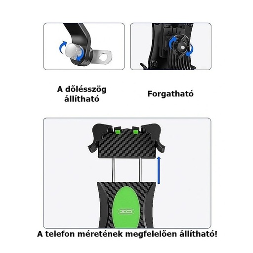 XO C118 motocyklový držák na telefon černá