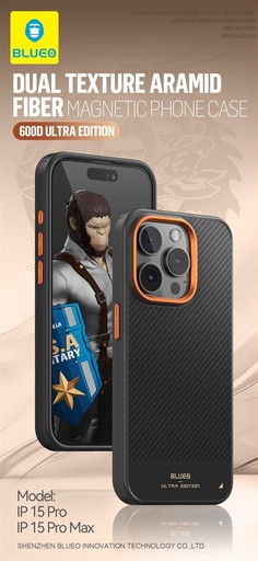 Apple iPhone 15 Pro Max BLUEO 600D armor aramid magsafe zadní kryt (Černá)