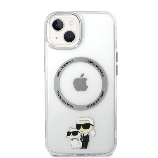 Apple iPhone 15 Karl Lagerfeld IML Karl and Choupette MagSafe pouzdro (Průhledný) – KLHMP15SHNKCIT