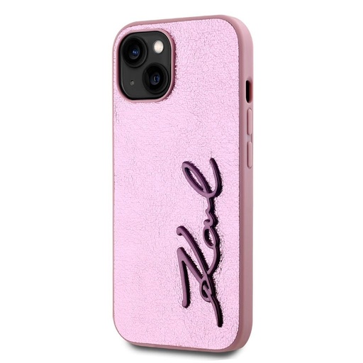 Apple iPhone 15 Karl Lagerfeld Wrinkled Signature pouzdro (Růžová) – KLHCP15SPFMFBKMP