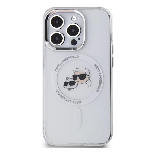 Apple iPhone 15 Pro Karl Lagerfeld IML K&CH Heads Metal Frame MagSafe pouzdro (Průhledný) – KLHMP15LHLSKCH