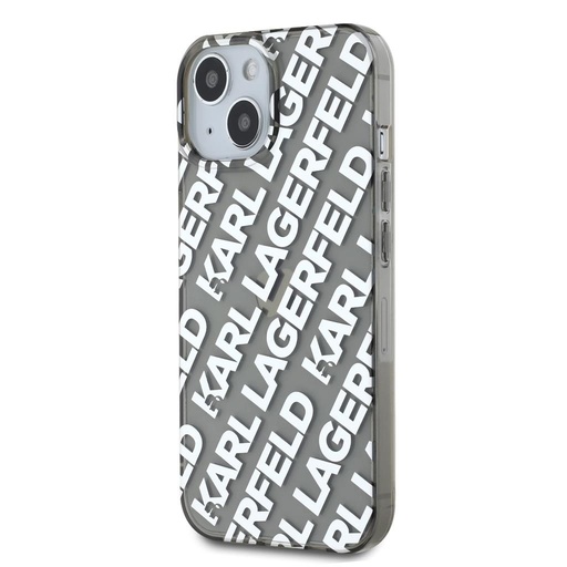Apple iPhone 15 Karl Lagerfeld IML Electroplated Repeated Logo pouzdro (Stříbrná) – KLHCP15SHKFOEMS