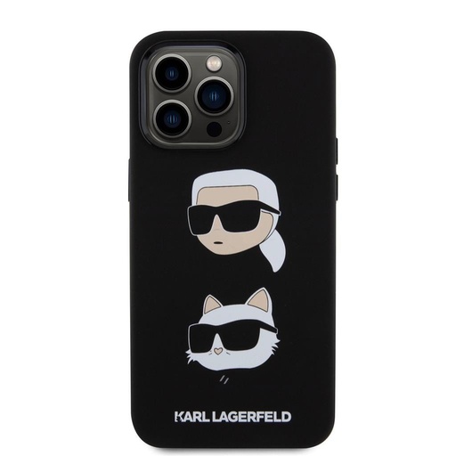 Apple iPhone 15 Pro Max Karl Lagerfeld Liquid Silicone Karl and Choupette Heads zadní kryt (Černá - KLHCP15XSDHKCNK)
