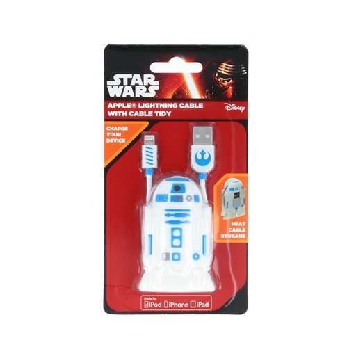 Star Wars R2D2 MFI s licencí lightning kabel, bílá