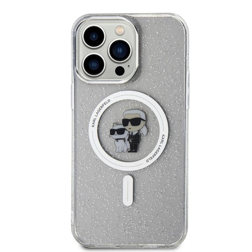 Apple iPhone 15 Pro Max Karl Lagerfeld IML Glitter Karl and Choupette MagSafe pouzdro (Průhledný) – KLHMP15XHGKCNOT