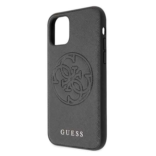 Apple iPhone 11 Pro Guess Saffiano Embossed Circle Logo pouzdro (Černá) - GUHCN58RSSASBK