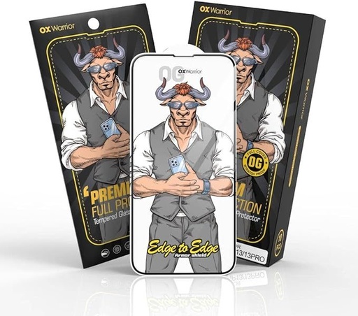 Apple iPhone 15 / 16 OX Warrior Mr. Boxer flexibilní anti statický odolný tvrzené sklo (Černá)