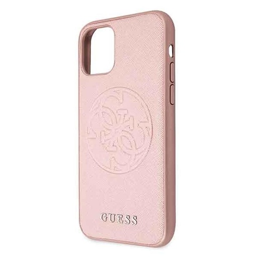 Apple iPhone 11 Pro Guess Saffiano Embossed Circle Logo pouzdro (Růžová) - GUHCN58RSSASRG