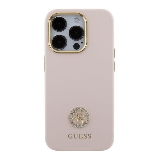 Apple iPhone 15 Pro Guess Liquid Silicone 4G Metal Logo pouzdro (Růžová) - GUHCP15LM4DGPP