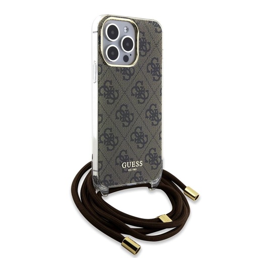 Apple iPhone 15 Pro Max Guess IML 4G Crossbody Strap pouzdro (Hnědá) - GUHCP15XHC4SEW