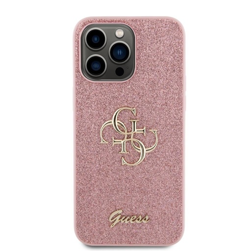 Apple iPhone 15 Pro Max Guess PU Fixed Glitter 4G Metal Logo pouzdro (Růžová) - GUHCP15XHG4SGP
