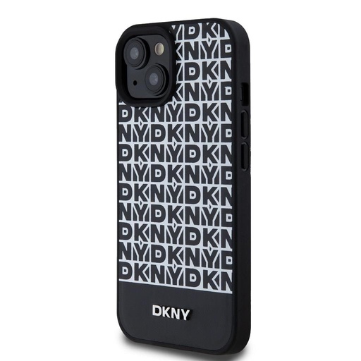 Apple iPhone 15 DKNY PU Leather Repeat Pattern Bottom Stripe MagSafe zadní kryt (Černá - DKHMP15SPSOSPK)
