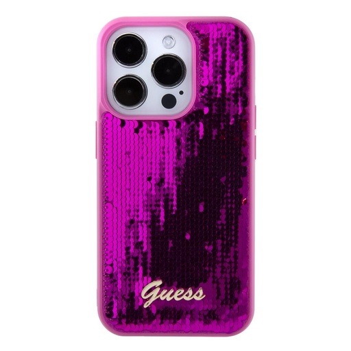 Apple iPhone 15 Guess Sequin Script Logo pouzdro (Magenta) - GUHCP15SPSFDGSF