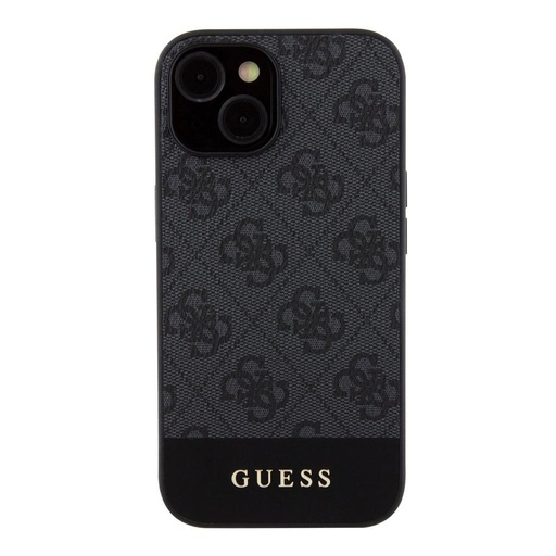 Apple iPhone 15 Guess PU 4G Stripe MagSafe pouzdro (Černá) - GUHMP15SG4GLGR