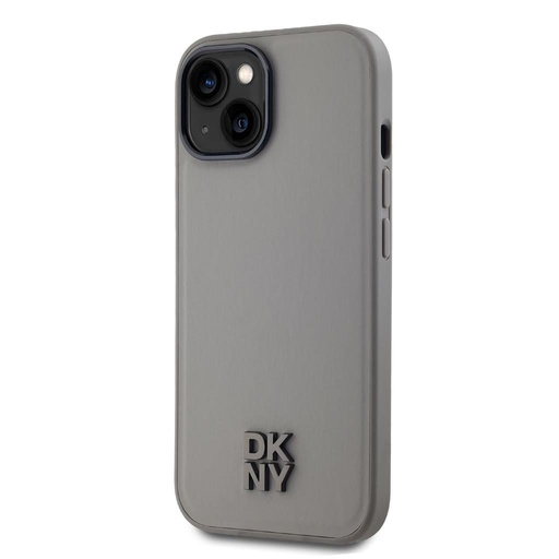 Apple iPhone 15 DKNY PU Leather Stack Logo Magsafe zadní kryt (Šedá - DKHMP15SPSMCSLE)