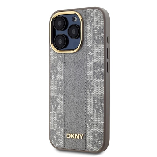 Apple iPhone 15 Pro DKNY PU Leather Checkered Pattern Magsafe zadní kryt (Béžová - DKHMP15LPCPVSLE)