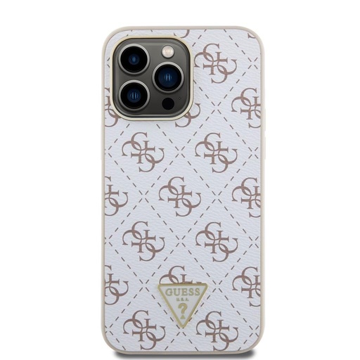 Apple iPhone 15 Pro Max Guess PU Leather 4G Triangle Metal Logo pouzdro (Bílá) - GUHCP15XPG4GPH