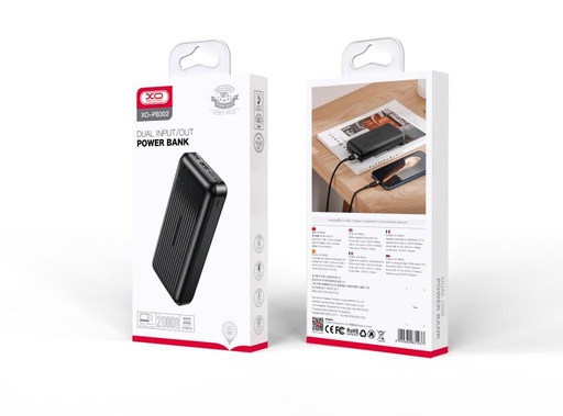XO PB302 power bank 20000 mAh (Černá) – digitální displej