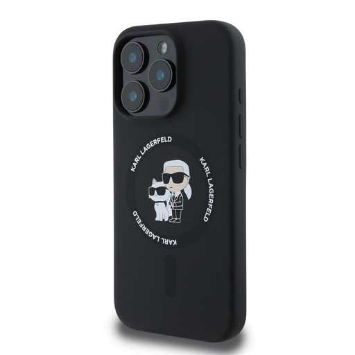 Apple iPhone 16 Pro Karl Lagerfeld Liquid Silicone Karl and Choupette MagSafe pouzdro (Černá) – KLHMP16LSCMKCRHK