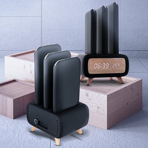 power bank, 8000 mAh, dokovací stanice, 3db, černá