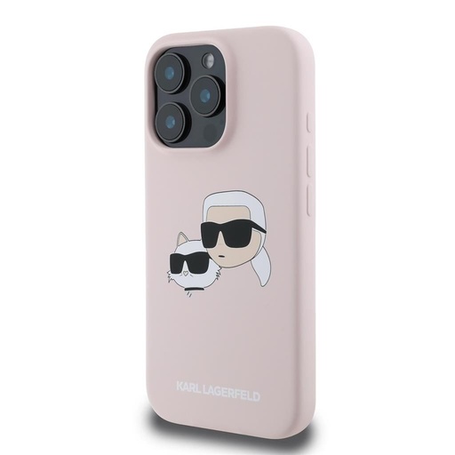 Apple iPhone 16 Pro Karl Lagerfeld Liquid Silicone Double Heads MagSafe pouzdro (Růžová) – KLHMP16LSKCHPPLP