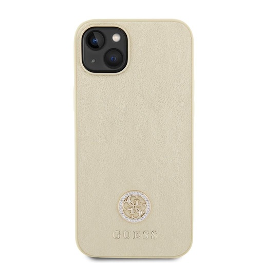 Apple iPhone 15 Guess PU 4G Strass Metal Logo pouzdro (Zlatá) - GUHCP15SPS4DGPD