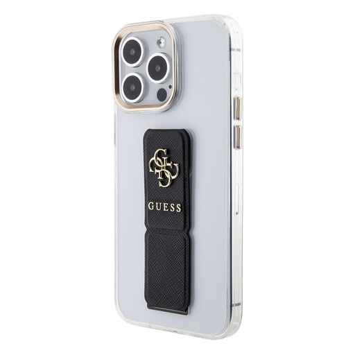 Apple iPhone 15 Pro Guess PU Grip Stand 4G Metal Logo pouzdro (Černá) - GUHCP15LHGSSA4K