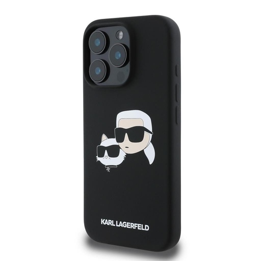 Apple iPhone 16 Pro Max Karl Lagerfeld Liquid Silicone Double Heads MagSafe pouzdro (Černá) – KLHMP16XSKCHPPLK