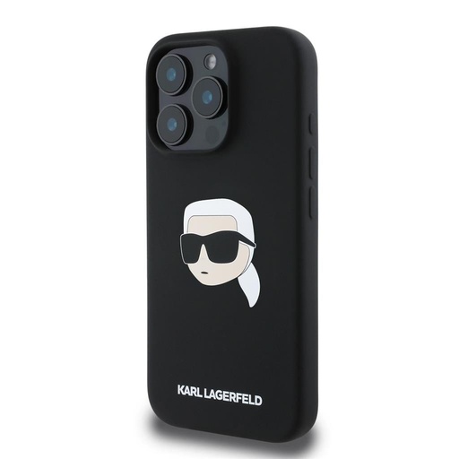 Apple iPhone 16 Pro Max Černá Karl Lagerfeld Liquid Silicone Karl Head MagSafe pouzdro (Černá) – KLHMP16XSKHPPLK