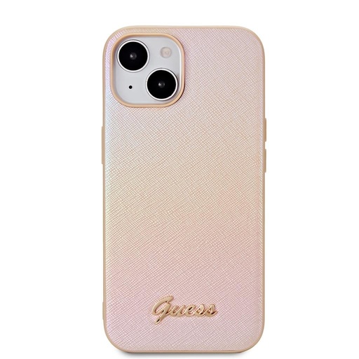 Apple iPhone 15 Guess PU Leather Iridescent Metal Script pouzdro (Zlatá) - GUHCP15SPSAIRSD
