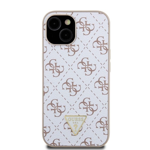 Apple iPhone 15 Guess PU Leather 4G Triangle Metal Logo pouzdro (Bílá) - GUHCP15SPG4GPH