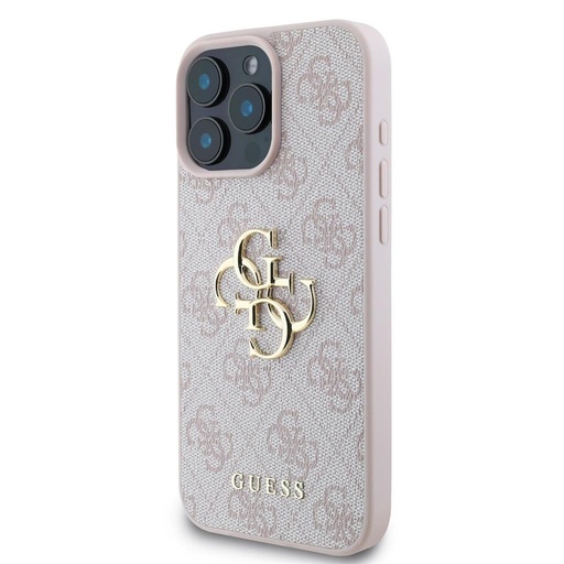 Apple iPhone 16 Pro Max Guess PU 4G Metal Logo pouzdro (Růžová) - GUHCP16X4GMGPI