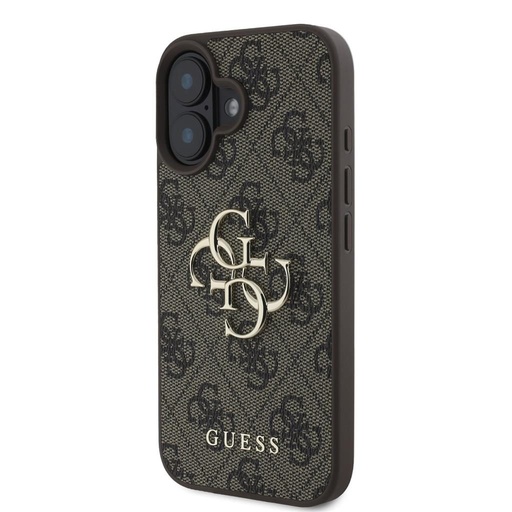 Apple iPhone 16 Guess PU 4G Metal Logo pouzdro (Hnědá) - GUHCP16S4GMGBR