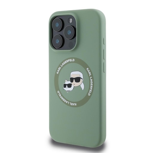 Apple iPhone 16 Pro Max Karl Lagerfeld Liquid Silicone K&CH Heads MagSafe pouzdro (Khaki) – KLHMP16XSKCHTCA