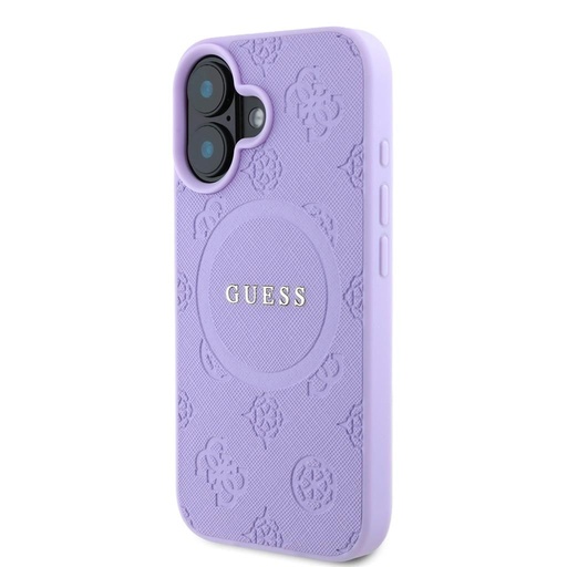Apple iPhone 16 Guess Saffiano Peony Stamp MagSafe pouzdro (Fialová) - GUHMP16SPSAPSMEU