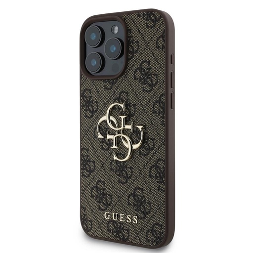Apple iPhone 16 Pro Guess PU 4G Metal Logo pouzdro (Hnědá) - GUHCP16L4GMGBR