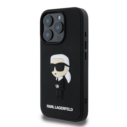 Apple iPhone 16 Pro Karl Lagerfeld 3D Ikonický pouzdro (Černá) – KLHCP16L3DRKINK