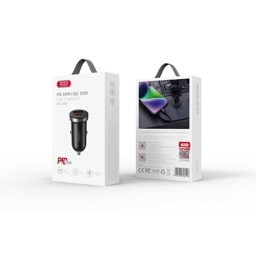 XO CC56 autní rychlonabíječka (PD + QC nabíjení) 30W (Černá)