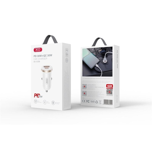 XO CC56 autní rychlonabíječka (PD + QC nabíjení) 30W (Bílá)
