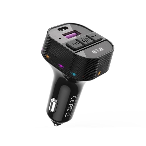 XO BCC17 FM transmitter 30W autní nabíječka USB-C s kabelem(Černá)