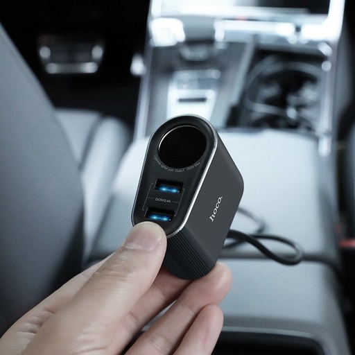 Hoco Z35A autní nabíječka (2 USB port, zapalovač v autě konektor), max. 24W, s prodlužovačem, černá