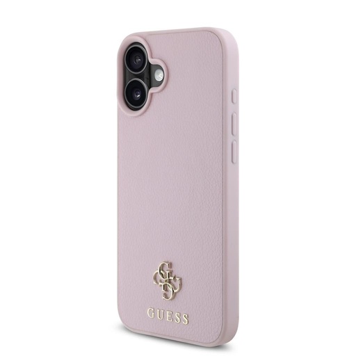 Apple iPhone 16 Guess PU Grained 4G Small Metal Logo MagSafe pouzdro (Růžová) - GUHMP16SPGCSM4MP