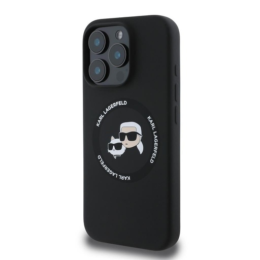 Apple iPhone 16 Pro Max Karl Lagerfeld Liquid Silicone K&CH Heads MagSafe pouzdro (Černá) – KLHMP16XSKCHTCK