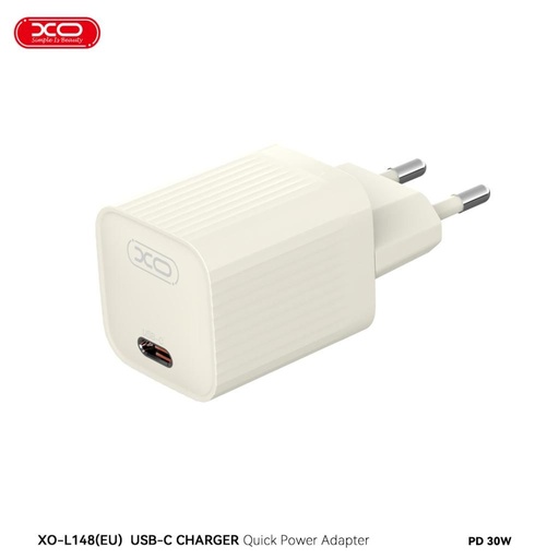 XO L148 PD 30W rychlonabíječka (Béžová) – USB-C konektor