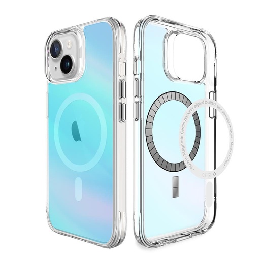 Apple iPhone 15 TOKO Pure rainbow magsafe zadní kryt (Modrá)