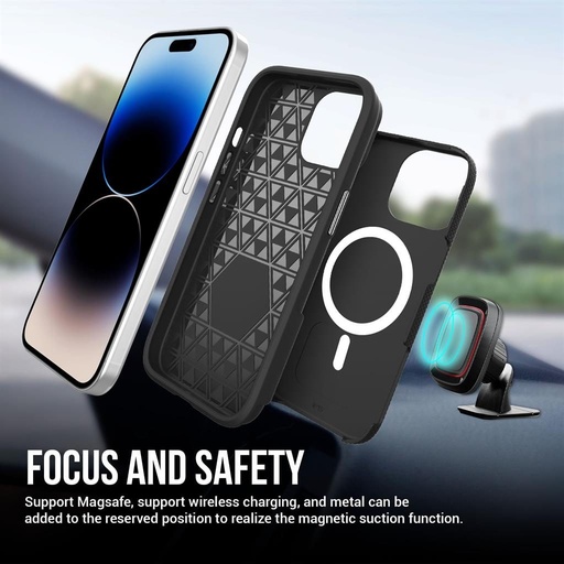 Apple iPhone 15 TOKO Triangle MagSafe zadní kryt (Černá)