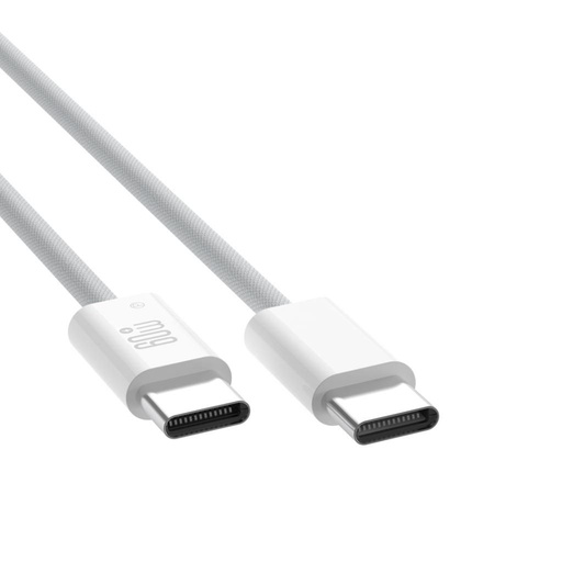 XO NB-Q273 USB-C–USB-C datový kabel (Bílá) – 60W, pletený provedení